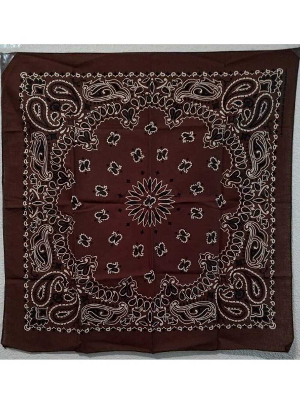Scarf Bandana Brown with Black/White Print